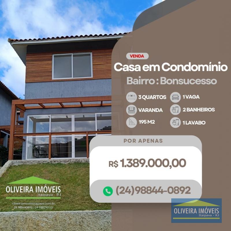 Casa em condomínio em Bonsucesso - Petrópolis/RJ  - 3 Quartos